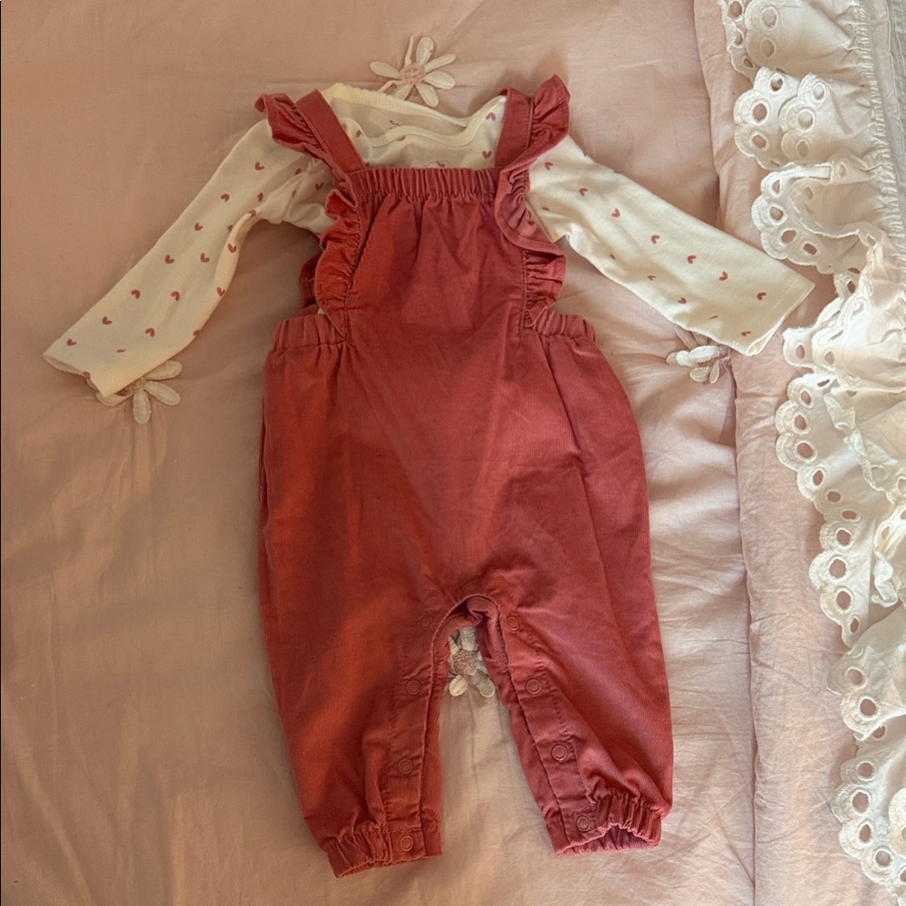 Carter's Coral Overalls with Cream Top